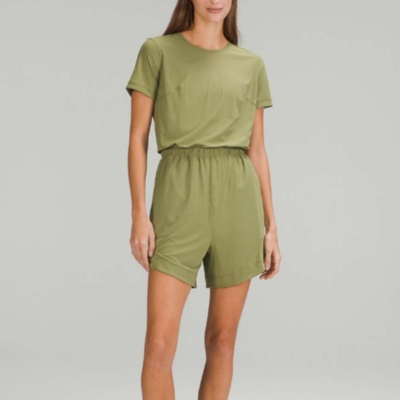lululemon athletica Pants - Lululemon Lightweight High-Neck Romper Size 6 Bronze Green
